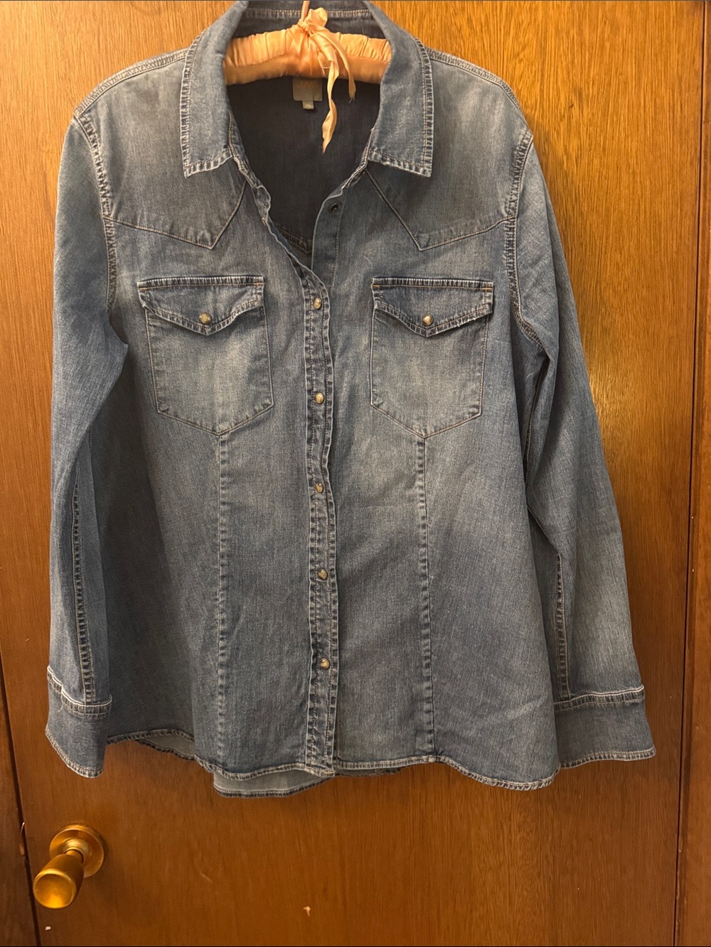Jag Jeans Light Wash Denim Snap Button-Down Shirt
